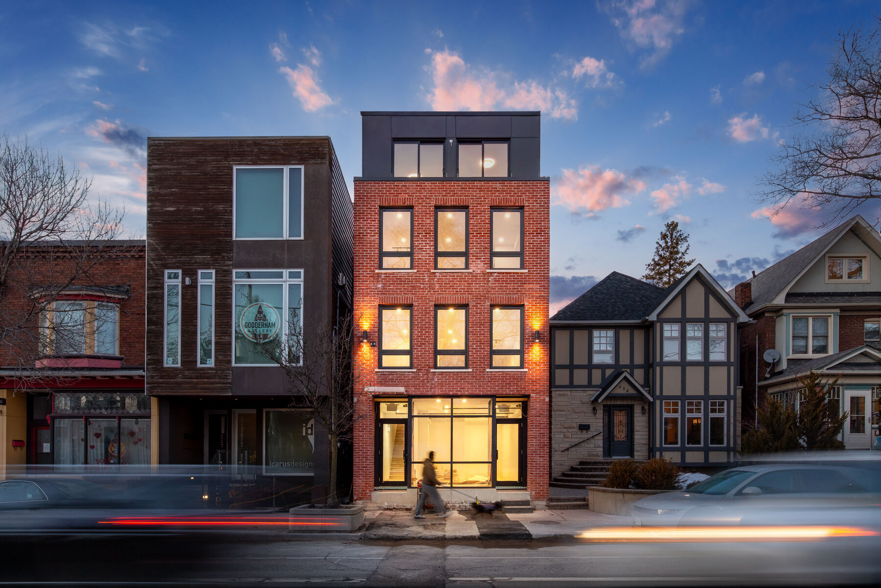 Twilight brick multiplex with new windows installed by Northern Views