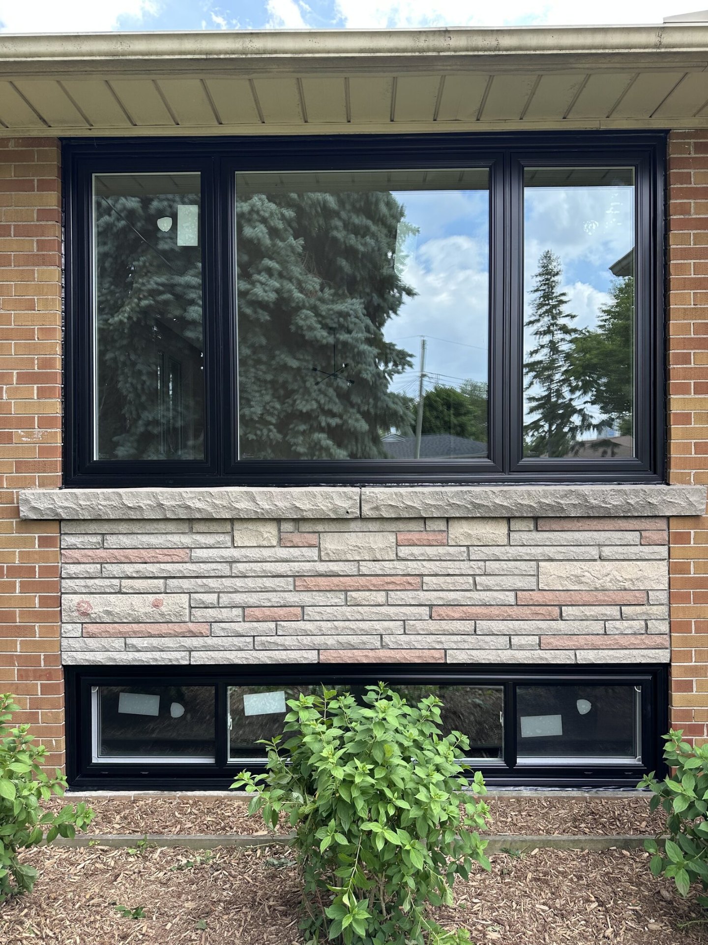 Rear elevation with black-framed windows